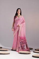 Load image into Gallery viewer, Jissa Pink Muga Cotton Pichwai Saree
