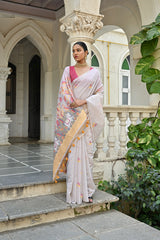 Pranshi Mustard Yellow Pichwai Muga Cotton Saree