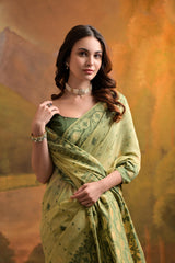 Nargis Green Muga Cotton Saree