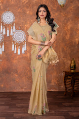 Neetika Driftwood Beige Muga Cotton Jamdani Saree