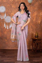 Neetika Moonlit Lavender Muga Cotton Jamdani Saree