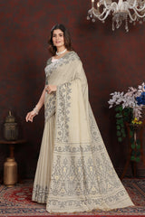 Panghat Grey Mul Cotton Jamdani Saree