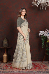Panghat Grey Mul Cotton Jamdani Saree