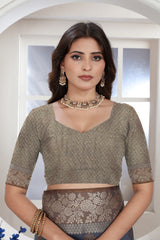 Grey Zari Woven Design Chanderi Cotton Saree