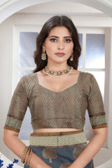 Grey Zari Woven Design Chanderi Cotton Saree