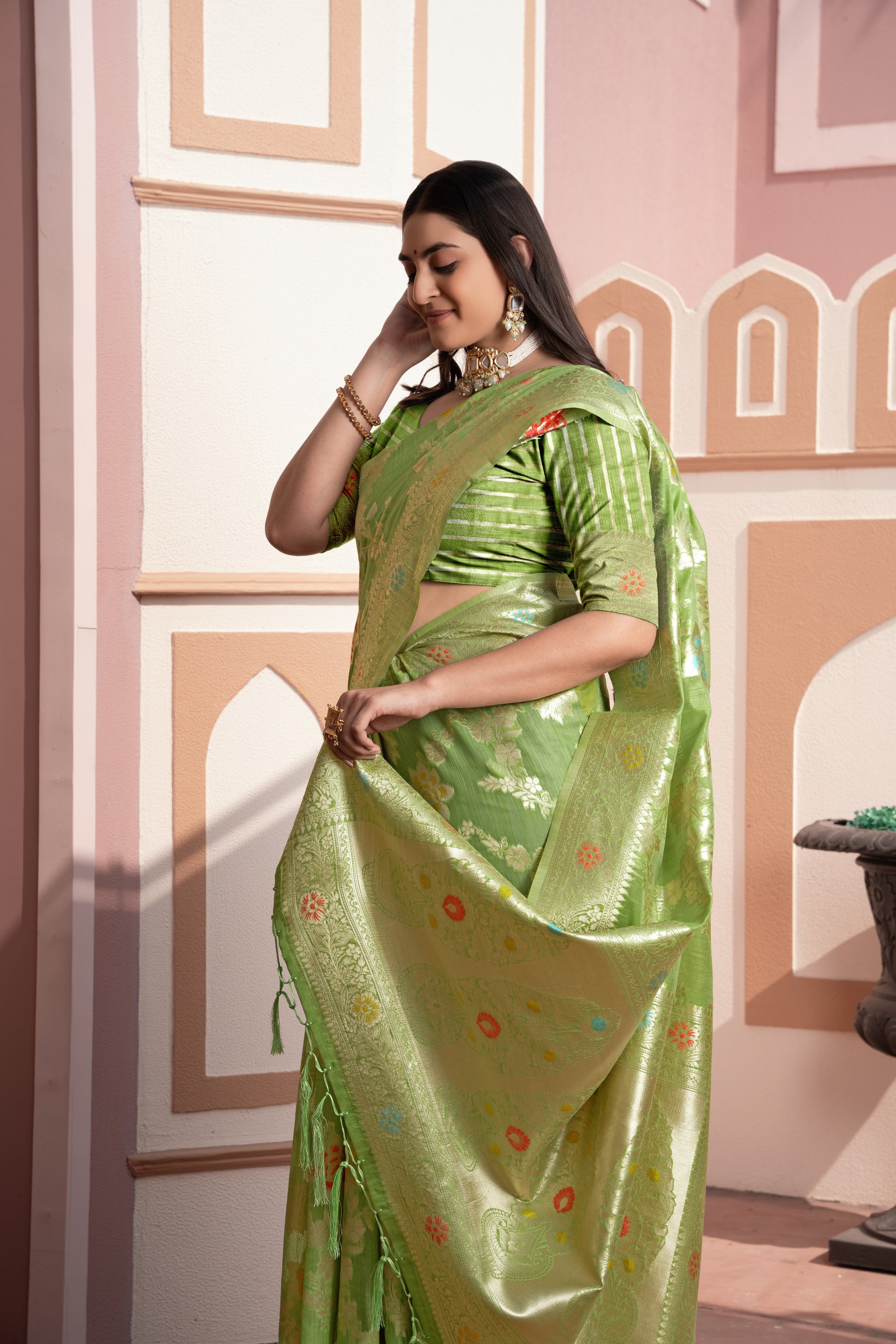 Riddhi Green Cotton Silk Saree