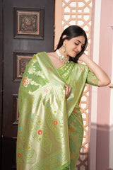 Riddhi Green Cotton Silk Saree