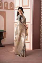 Riddhi Grey Cotton Silk Saree