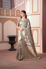 Riddhi Grey Cotton Silk Saree