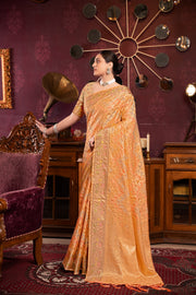Riona Orange Organza Silk Woven Saree