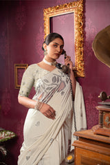 Ruby Beige & Pink Mul Cotton Woven Saree