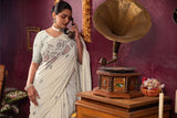 Ruby Beige & Pink Mul Cotton Woven Saree