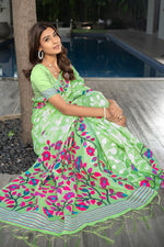 Load image into Gallery viewer, Ruhani Mint Green Cotton Jamdani Saree
