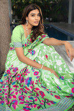 Load image into Gallery viewer, Ruhani Mint Green Cotton Jamdani Saree
