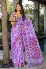 Load image into Gallery viewer, Ruhani Orchid Purple Cotton Jamdani Saree
