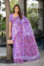 Load image into Gallery viewer, Ruhani Orchid Purple Cotton Jamdani Saree
