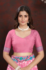 Ruhani Cotton Candy Pink Cotton Jamdani Saree