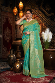 Saachi Silk Green Banarasi Silk Woven Saree