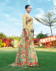 Shahida Jicama Beige Soft Cotton Jamdani Saree