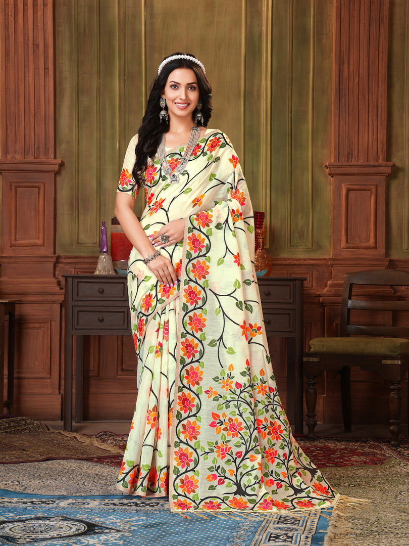 Shahida Mayonnaise White Soft Cotton Jamdani Saree