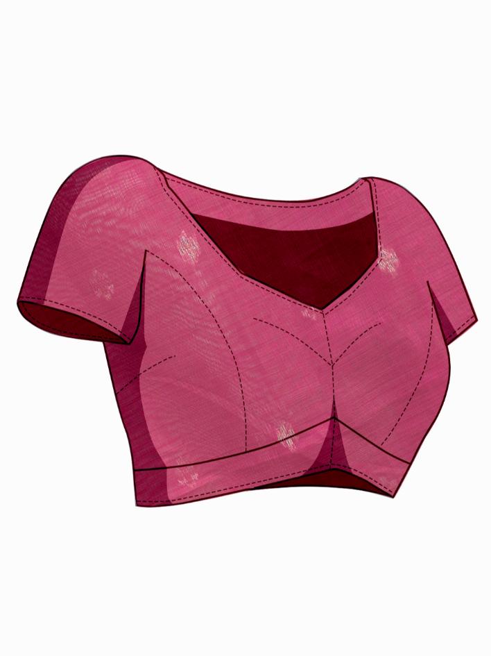 Shailja Peony Pink Muga Cotton Jamdani Saree With Contrast Blouse