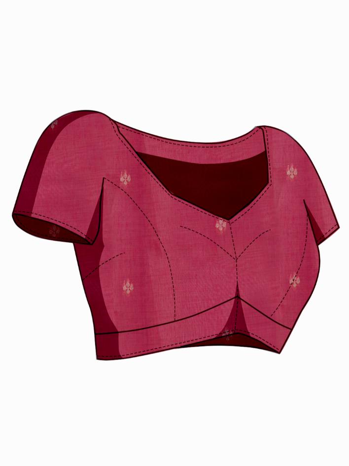 Shailja Pale Pista Muga Cotton Jamdani Saree With Contrast Blouse
