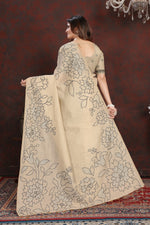 Load image into Gallery viewer, Sketch Beige &amp; Black Pure Mul Cotton Jamdani Saree
