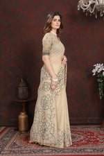 Load image into Gallery viewer, Sketch Beige &amp; Black Pure Mul Cotton Jamdani Saree
