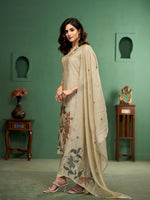 Load image into Gallery viewer, Silk Petals Beige Viscose Cotton Stitched Suit Sets
