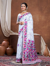Suhani Grey Cotton Jamdani Saree