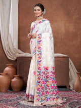 Suhani Off-White Cotton Jamdani Saree