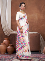 Suhani Off-White Cotton Jamdani Saree