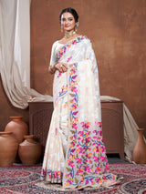 Suhani Off-White Cotton Jamdani Saree