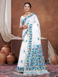 Suhani White Cotton Jamdani Saree