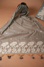 Load image into Gallery viewer, Classic Cloth Grey Cotton Unstitched Suit Set
