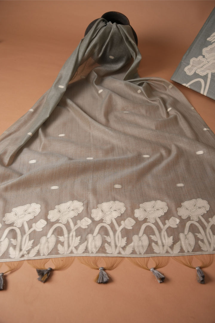 Classic Cloth Grey Cotton Unstitched Suit Set