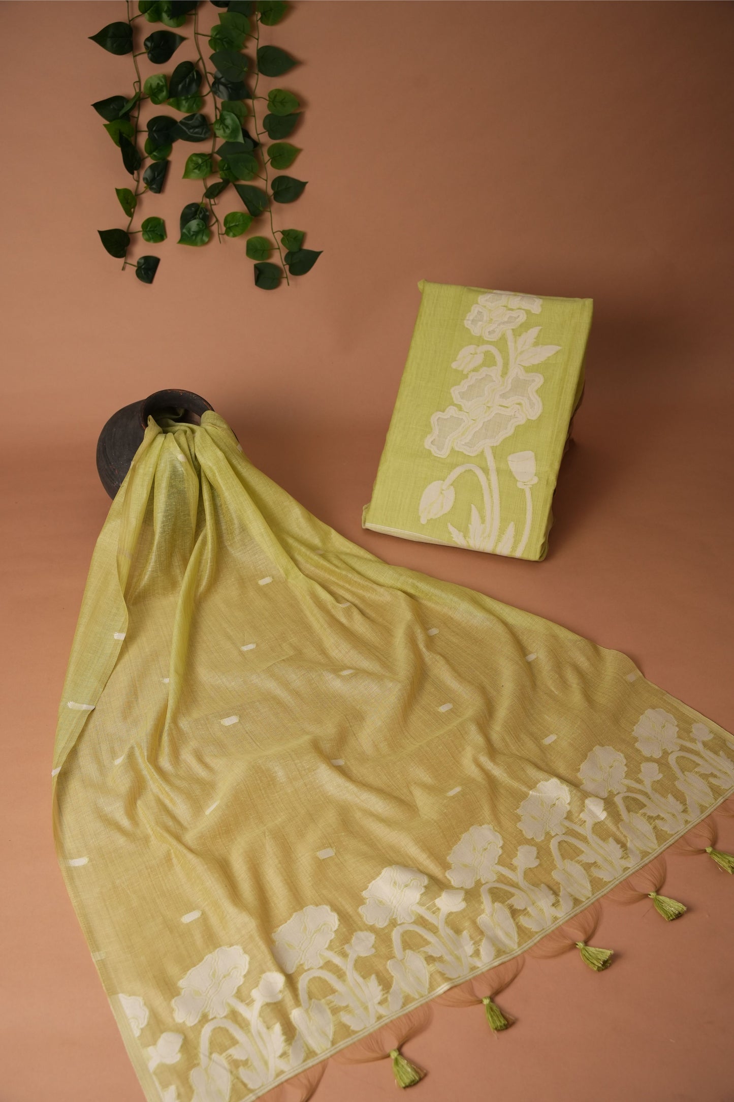 Classic Cloth Pista Green Cotton Unstitched Suit Set