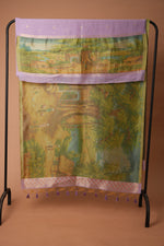 Load image into Gallery viewer, Serene Silhouettes Purple Muga Cotton Woven Senery Unstitched Suit Set
