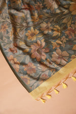 Load image into Gallery viewer, Serene Silhouettes Yellow Muga Cotton Woven Senery Unstitched Suit Set
