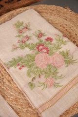 Floral Whispers Pink Muga Cotton Unstitched Suit Set
