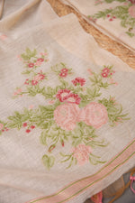 Load image into Gallery viewer, Floral Whispers Pink Muga Cotton Unstitched Suit Set
