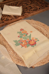 Cotton Bloom Beige Muga Cotton Unstitched Suit Set