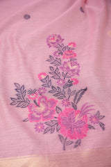 Cotton Bloom Pink Muga Cotton Unstitched Suit Set