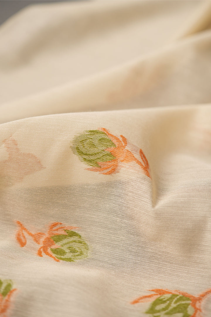 Sculpted Simplicity Beige Muga Cotton Unstitched Suit Set