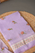 Load image into Gallery viewer, Sculpted Simplicity Lavender Muga Cotton Unstitched Suit Set
