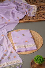 Load image into Gallery viewer, Sculpted Simplicity Lavender Muga Cotton Unstitched Suit Set
