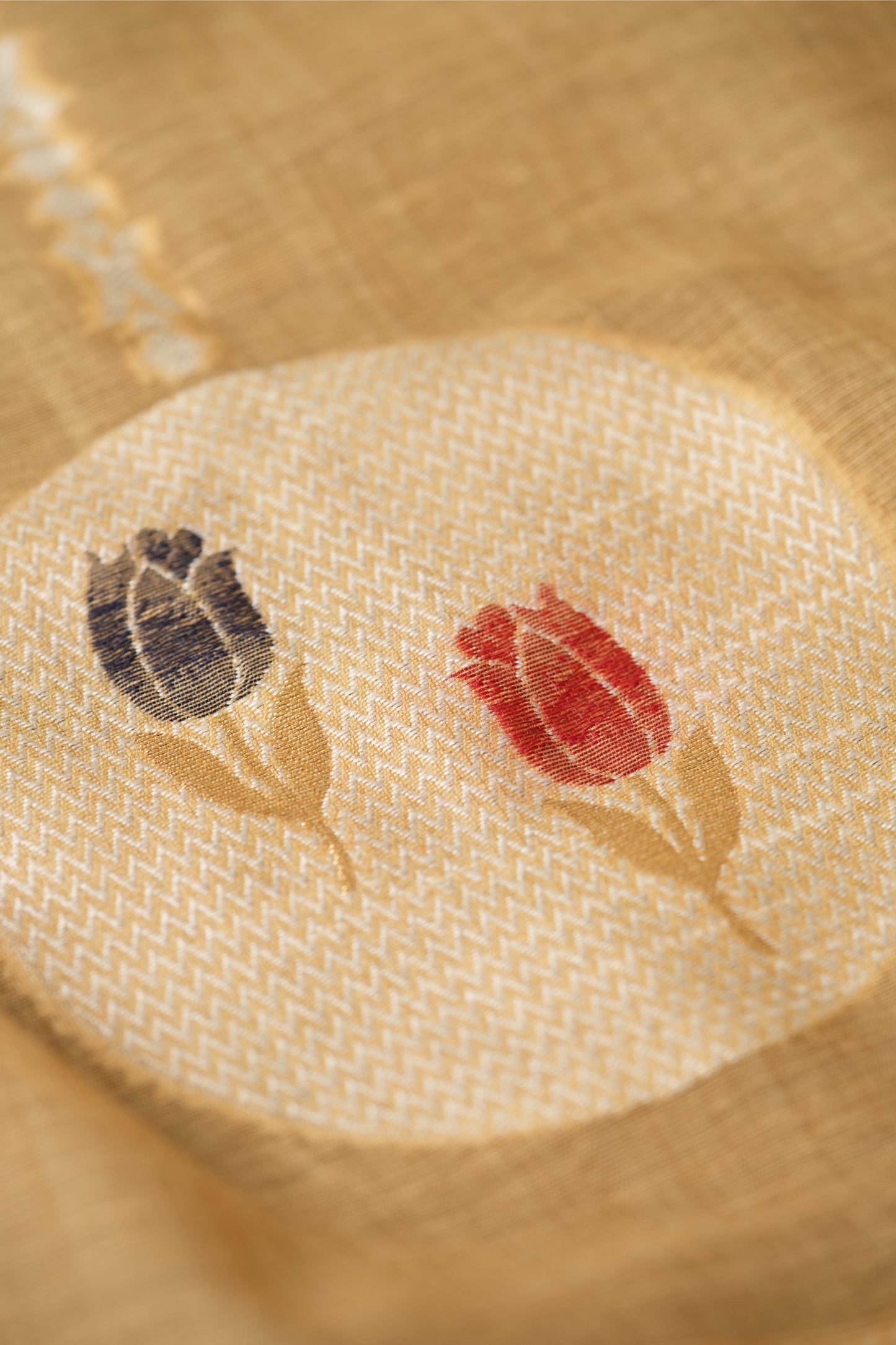 Wildflower Hues Mustard Muga Cotton Unstitched Suit Set