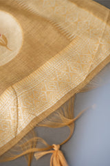 Wildflower Hues Mustard Muga Cotton Unstitched Suit Set