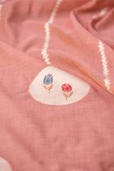 Wildflower Hues Pink Muga Cotton Unstitched Suit Set