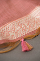 Wildflower Hues Pink Muga Cotton Unstitched Suit Set